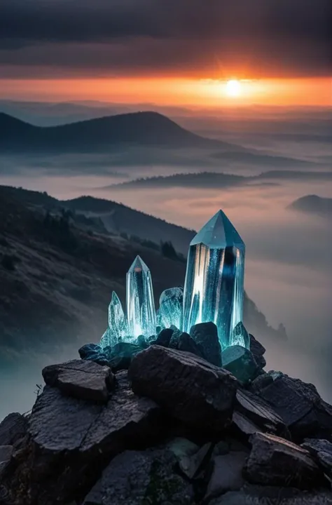 (Introduce quality iteratively))((large glowing transparent natural regular crystal, mystic fog inside, sunbeam, sunset, lightnings, dramatic lighting))(evocative depth of field)(grounded sharpness)(abyss black point)(art of genius)(earthly gradients)(earthy colorful saturated hues))(earth corners vignette))
<lora:LCM-LoRA-XL_V1:0.21>
<lora:SDXLHighDetail_v5:0.3>