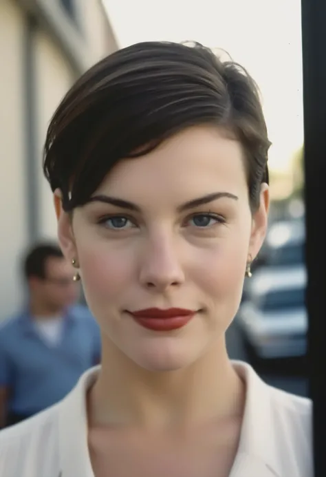 an exquisite portrait photograph, 85mm medium format photo of (ohwx woman) <lora:LivTyler:1> with a classic haircut