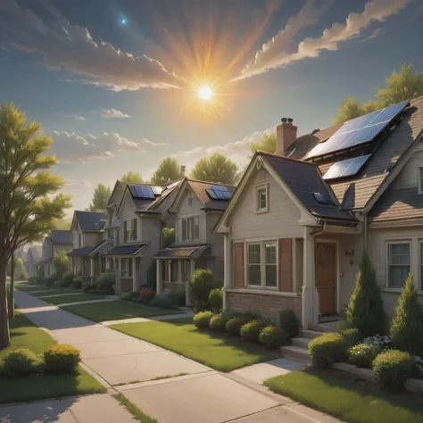 ((best quality)), ((masterpiece)), ((realistic)), (detailed), Suburbia Solar Wind, urban,Alluring,Dismal,Energetic