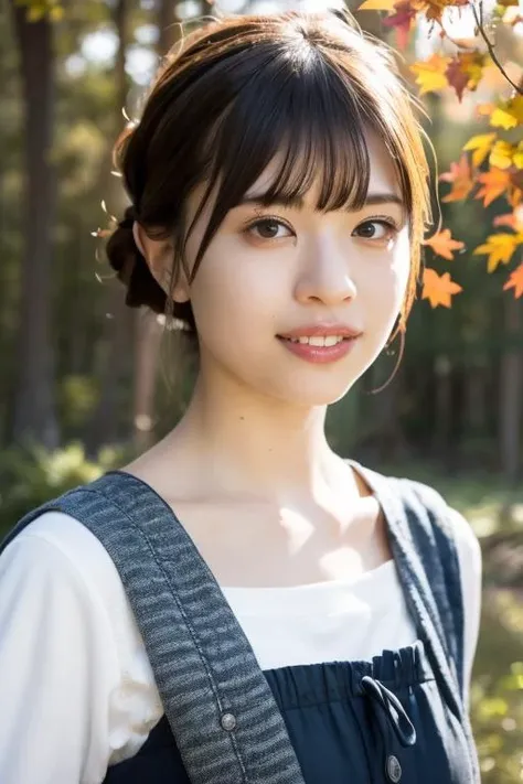 A close up of a woman in a dress standing in front of a tree - SeaArt AI