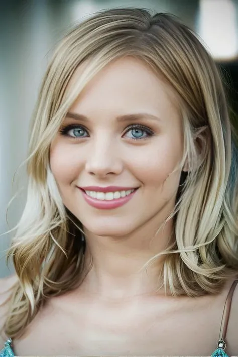 Diana Vickers wearing cleavage denim clothing and smiling