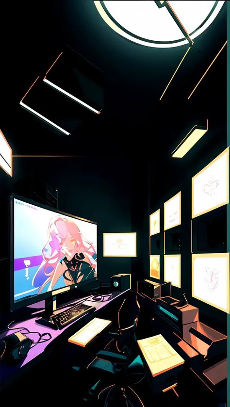 <lora:Neon_Isometric:.7> (masterpiece),((Isometric)),  ((Animated Neon)), bright lights coming from the blinds on the windows with gaming computer on a desk, (perfect composition), (golden ratio), (centered) ,(extreme light and shadow) ,(best illustration),  side-lighting ,(bloom), (shine), lighting, ray tracing, (extremely detailed CG unity 8k wallpaper), depth_of_field, very detailed background, highly detailed background, Masterpiece, Ultra detailed, great composition,Dynamic angle,[Bottle bottom],(wide shot), extremely delicate and beautiful,(Highest picture quality), (Master's work)<lora:sunAndShadow_v10:.3> <lora:starryStyle_v20:.3>