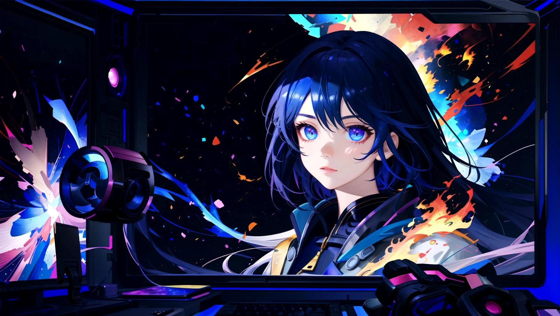 <lora:Neon_Isometric:1> (masterpiece),((Isometric)), Neon Vaporwave Scene Bedroom , kawaii large anime posters on the walls, bright lights coming from the blinds on the windows,Large queen size bed with stuffed toys on one side of the room, to the other side of the room animated gaming computer on the desk, (perfect composition), (golden ratio), (centered) ,(extreme light and shadow) ,(best illustration), (anime), (kawaii) <lora:lightAndShadow_v10:.3> <lora:planetSimulatorLora_v10:.2> anime-background-style-v2 flame_surge_style