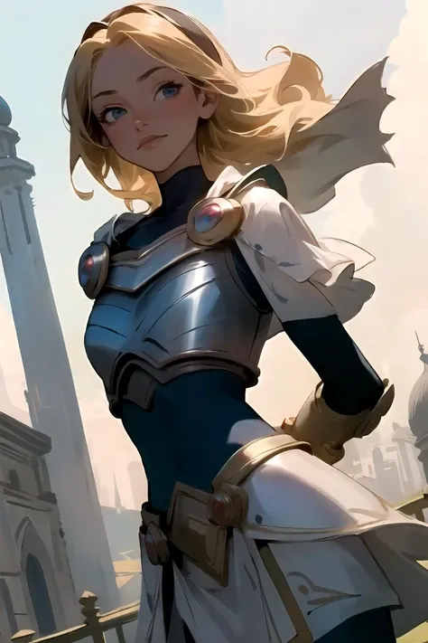 masterpiece, best quality ,lux101,  <lora:lux-04:1>, looking at viewer, arms behind back,