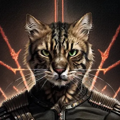 a high quality portrait of 1 (ferocious and terrifying:1.4) <lora:Maverick:1> cat starring in the movie: "Guardians of the Galaxy" (2014), (movie poster:1.2), cybernetic background, award winning photography, soft bokeh, sharp focus, vibrant colors, ultrarealistic, masterpiece, trending on Artstation, featured on pixiv, cinematic lighting, hyper detailed, 8 k, unreal engine 5, intricate details, Wayne Barlowe, Larry Elmore, Tim Hildebrandt, Donato Giancola, Andreas Rocha, Bruce Pennington, Artgerm