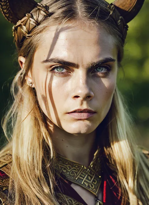 analog style, modelshoot style, A stunning intricate full color portrait of (35 years old sks woman:1) as (viking warrior), (barbarian), epic character composition, by ilya kuvshinov, alessio albi, nina masic, sharp focus, natural lighting, subsurface scattering, f2, 35mm, film grain, <lora:locon_caradelevigne_v1_from_v1_64_32:1.3>