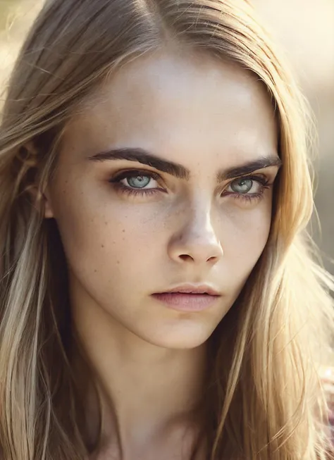 portrait of sks woman, epic (photo, studio lighting, hard light, sony a7, 50 mm, matte skin, pores, colors, hyperdetailed, hyperrealistic), <lora:locon_caradelevigne_v1_from_v1_64_32:1.3>