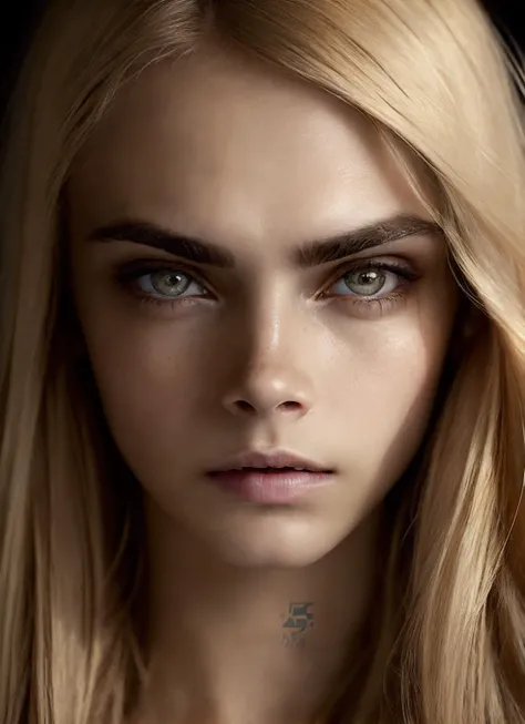 portrait of sks woman, epic (photo, studio lighting, hard light, sony a7, 50 mm, matte skin, pores, colors, hyperdetailed, hyperrealistic), <lora:locon_caradelevigne_v1_from_v1_64_32:1.3>