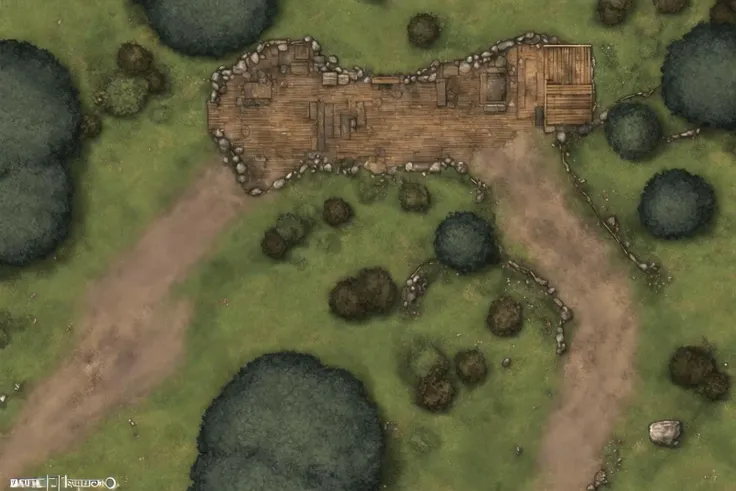 2d dnd battlemap, dungeon, forest, hills, river, unreal engine 5, detailed, 8k, high resolution, (masterpiece), hyper detailed, photorealistic