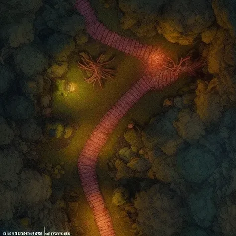 A 2d dnd battlemap (grid) of a forest, 3d scene, unreal engine 5, global illumination, rtx, ssl, ((octane render)), fine details, paths, rooms <lora:epiNoiseoffset_v2:1>