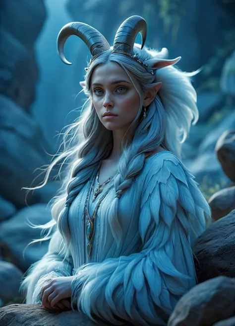 cinematic still (full body shot:1.1) a luminescent, ethereal woman likeness of wispy gossamer threads, long hair, (Yemen Mountain Goat horns:1.4) inspired by the fantasy illustrations (Boris Vallejo:1.2), Emotional, harmonious, vignette, highly detailed, high budget, bokeh, CinemaScope, moody, epic, gorgeous, film grain, grainy, surrealist art dreamlike, mysterious, provocative, symbolic, intricate, detailed, breathtaking award-winning, professional, volumetric lighting, light depth, dramatic atmospheric volumetric lighting, full extremely intricate core symmetrical artwork, 4k, trending on ArtStation, beautifully lit, defined facial features, features <lora:neg4all_xl_bdsqlsz_V5:0.75> <lora:XL_Bio-Luminescence:0.8> bioluminescent, glowing <lora:add-detail-XL:1>, subsurface scattering, ultra hd, 4k, high def, Photorealistic, Hyperrealistic, Hyper detailed, analog style, realistic, masterpiece, best quality, ultra realistic, 8k, Intricate, High Detail, film photography, soft lighting, heavy shadow