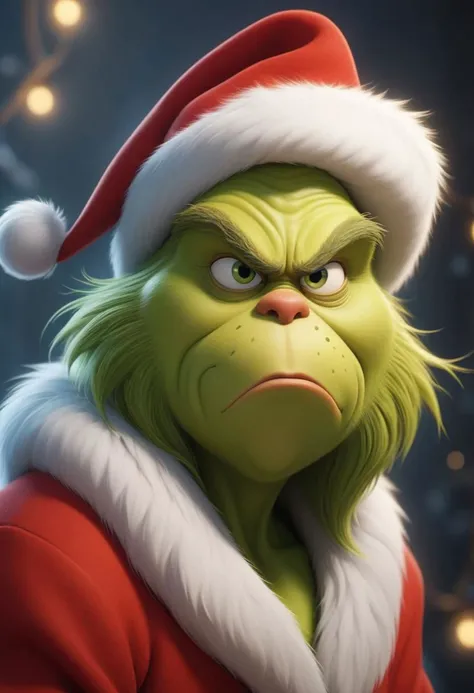 ASCIImasterpiece anime of the grinch in a santa hat, symmetrical, highly detailed, digital painting, artstation, concept art, sharp focus, illustration, volumetric lighting, epic Composition, 8k, oil painting, cgsociety