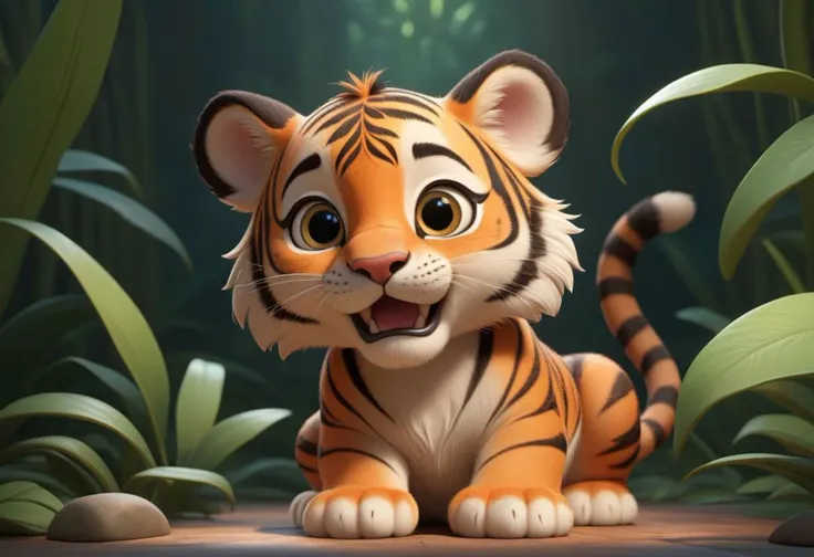 ASCIImasterpiece pixar disney cartoon of a tiger, symmetrical, highly detailed, digital painting, artstation, concept art, sharp focus, illustration, volumetric lighting, epic Composition, 8k, oil painting, cgsociety