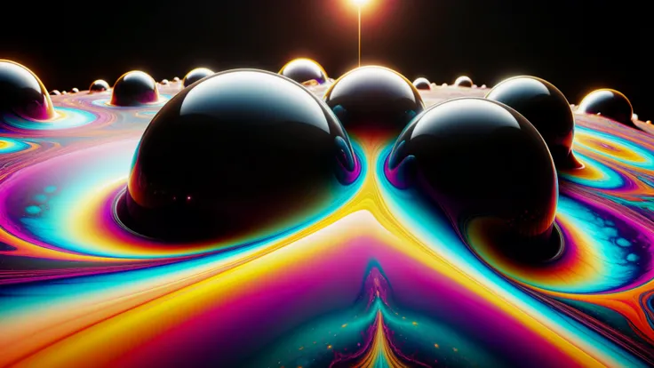 rendering macro serene Creating three-dimensional objects using digital tools backlit (Macro Focus) hdr cosmic perspective (Wonders of the cosmic universe) multicolored liquid, viscous, 3D, smooth, psychedelic, chroma, vibrant colors, black marble, transparency, reflection, refraction, crazy acid trip, glowing, colorful, antigravity, fractal, <lora:ral-melting-sdxl:0.4>, <lora:add-detail-XL:0.8> (in the style of Larry Carlson) Apply a highcontrast LUT for a highcontrast look, often for games, films, or virtual environments.