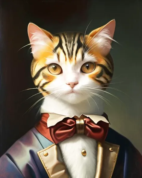 highly detailed, best quality, oil painting, steampunk cat, portrait, masterpiece
