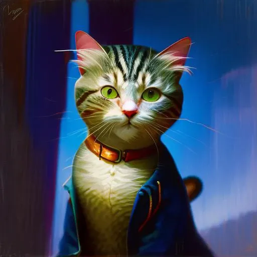 a portrait of a cat wearing a cyberpunk jacket