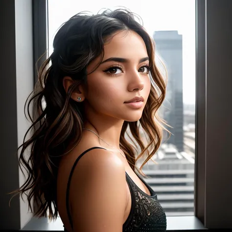 ((realism)), extremely high quality RAW photograph, detailed background, intricate, Exquisite details and textures, highly detailed, Photo of isabela wearing a tank top, (facing away from camera:1), looking over shoulder, smile, Looking behind the camera, ultra detailed photograph, warm lighting, artstation, 4k, sharp focus, high resolution, detailed skin, detailed eyes, 8k uhd, dslr, low harsh lighting, high quality, film grain, Fujifilm XT3,<lora:epiNoiseoffset_v2Pynoise:1>