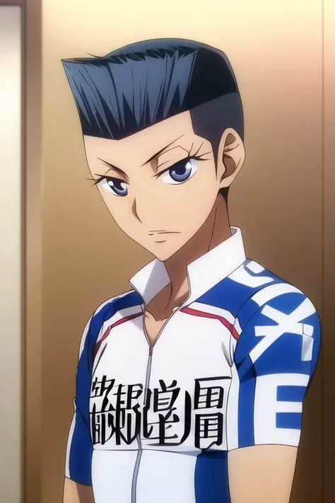 masterpiece, best quality, extremely delicate and beautiful, highres, original, <lora:TouichirouIzumida:0.8>, TouichirouIzumida, black hair, blue eyes, club uniform, short hair, topknot, 1boy, male, man, upper body, indoors,