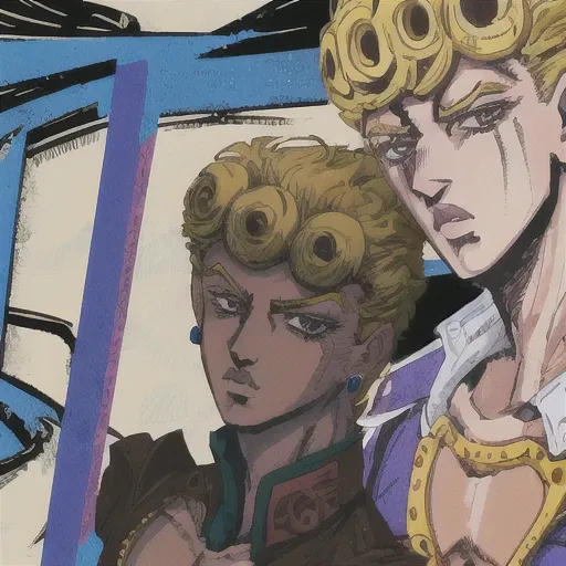 mksks style,(GRNO), 1boy,flamboyant, portrait, jojo's bizzare adventure <lora:HirohikoArakiJoJo:0.6> , ( brown) short hair and blue droopy eyes,skin, suit straps,white shirt, brown vest,black short straight hair,zoomed in on face, focused on face, blue highlights,looking at viewer, aristocratic youth,in the style of hirohiko araki, zoomed in on face, focused on face, detailed art, looking at viewer, manga, aristocratic youth <lora:giornoGiovannaLora_v10:0.79>