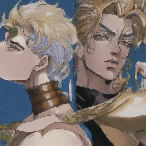mksks style,(DIO), 1boy,flamboyant,  portrait, jojo's bizzare adventure <lora:HirohikoArakiJoJo:0.79> , ( brown) short hair and blue droopy eyes,skin, suit straps,white shirt, brown vest,black short straight hair,zoomed in on face, focused on face, blue highlights,looking at viewer, aristocratic youth,in the style of hirohiko araki, zoomed in on face, focused on face, detailed art, looking at viewer, manga, aristocratic youth  <lora:dio_v10:1>