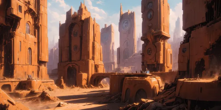 ((masterpiece,best quality)), , Tau_World, scifi,building, structure, still life, no humans, (city, buildings with windows :1.2), military, desert, street, panorama, large scale,
<lora:Tau_World:0.8>