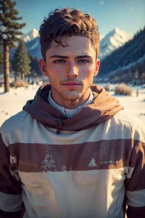 ((masterpiece)), ((best quality:1.2)), High Resolution, 8k, (ultra_realistic:1.3), (photorealistic:1.4), (instagram model, handsome:1.2), sharp focus, a photo of (nicktopelkm), wearing winter clothing, in a mountainside, dynamic posing, outdoors, snowing, winter theme, winter mountains, trees everywhere, lake, frozen tundra, ((looking at camera)), <lora:NickTopelKM:0.8>