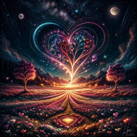 ValentineNatureStyle,flower,outdoors,sky,tree,no humans,night,grass,star (sky),heart shaped stars,heart shaped moon,nature,night sky,scenery,starry sky,field,colorful
,heart shaped flower,valentine, <lora:ValentineNatureStyle:1>, <lora:add_detail:0.8> <lora:more_details:0.8> <lora:colorfix:0.8>