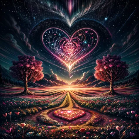 ValentineNatureStyle,flower,outdoors,sky,tree,no humans,night,grass,star (sky),heart shaped stars,heart shaped moon,nature,night sky,scenery,starry sky,field,colorful
,heart shaped flower,valentine, <lora:ValentineNatureStyle:1>, <lora:add_detail:0.8> <lora:more_details:0.8> <lora:colorfix:0.8>