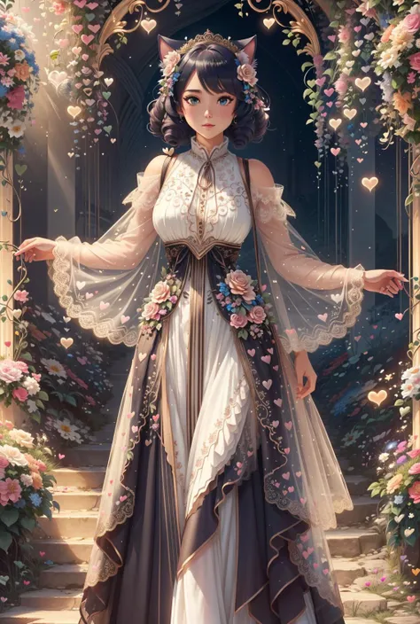 ValentineNatureStyle,flowers,hearts,<lora:ÐоÑка-девоÑка из Ñок ÑоÑ(cyan, animal ears, cat ears,tail,blue eyes,black hair,curly hair):0.7>,cyan, animal ears, cat ears,tail,blue eyes,black hair,curly hair,<lora:ÐаленÑинов ÑÑÐ¸Ð»Ñ ÑеÑдÑе и ÑозÑ(ValentineNatureStyle,flowers,hearts):1.5>, (((masterpiece))), (((best quality))), (((illustration))), (((finely detail))), ((extremely detailed cg unity 8k wallpaper, highres)), (beautiful detailed face and eyes and hair:1.1), (an extremely delicate and beautiful girl:1.2), ultra-detailed, ultra high res, high quality, 4K, extreamly delicate and beautiful, full_body, standing, in full growth, hourglass waist
