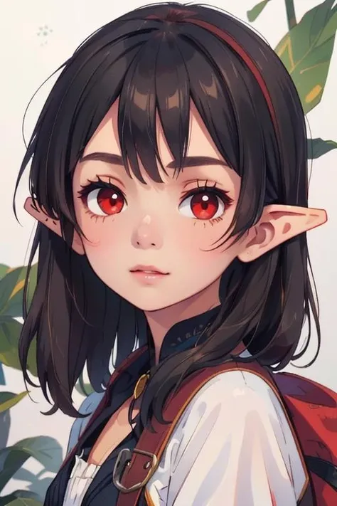 (close up):1.5, (small breasts):1.5, face focus, facing viewer, high detailed eyes, high detailed face, <lora:Ai_Yuki:0.75> Ai Yuki, elf ears, red eyes, (face focus):1.2