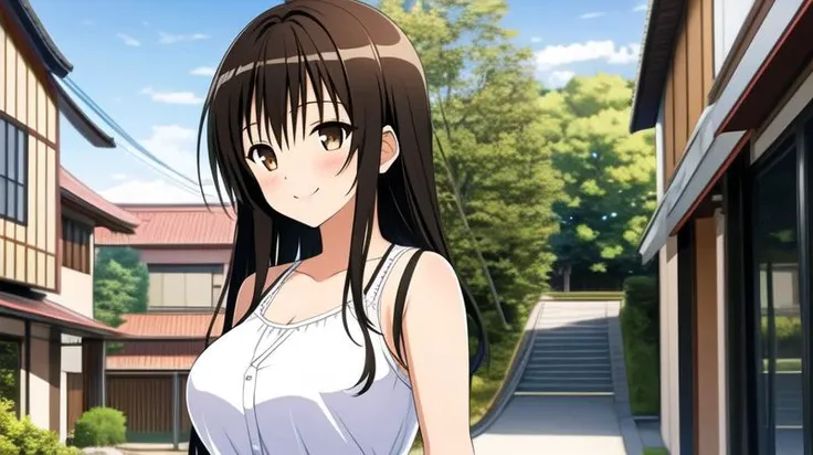 photographrealistic, (masutepiece,Best Quality:1.4),(8K,Raw photo,photographrealistic:1.2), Detailed skin,Detailed face,1girl in,Japanese Idol,Cute face, Black hair,Small breasts, slender, shiny eyes, Smile, BREAK (Side view:0.6), Cute camisole, pastel color