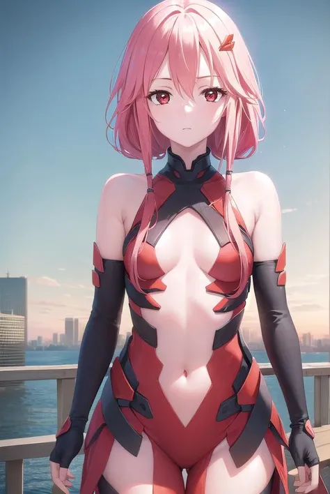 inoriyuzuriha, <lora:inoriyuzuriha-lora-nochekaiser:1>, 
inori yuzuriha, hair ornament, hairclip, long hair, pink hair, (red eyes:1.5), twintails, (small breasts:1.2),
BREAK bare shoulders, black thighhighs, center opening, cleavage, detached sleeves, elbow gloves, fingerless gloves, gloves, navel, thighhighs, dress, red dress,
BREAK night, night sky, sky, star \(sky\), star \(symbol\), city,
BREAK looking at viewer, (cowboy shot:1.5),
BREAK <lyco:GoodHands-beta2:1>, (masterpiece:1.2), best quality, high resolution, unity 8k wallpaper, (illustration:0.8), (beautiful detailed eyes:1.6), extremely detailed face, perfect lighting, extremely detailed CG, (perfect hands, perfect anatomy),