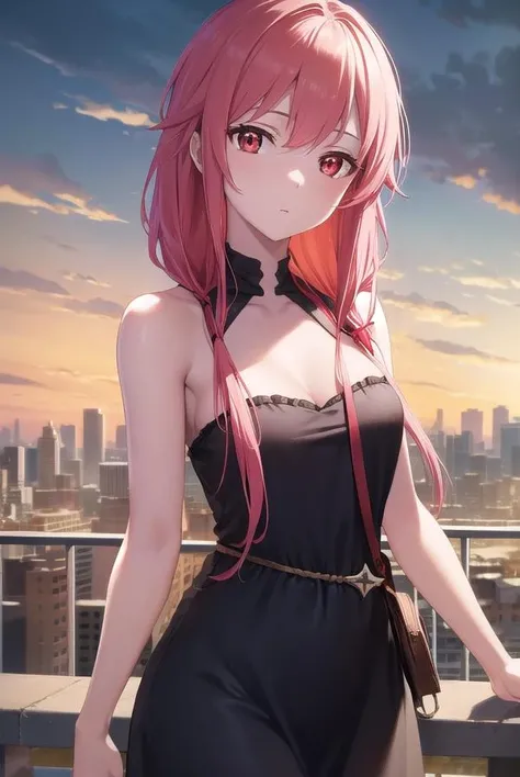 inoriyuzuriha, <lora:inoriyuzuriha-lora-nochekaiser:1>,
inori yuzuriha, hair ornament, hairclip, long hair, pink hair, (red eyes:1.5), twintails,
BREAK black dress, dress, strapless, strapless dress,
BREAK night, night sky, sky, star \(sky\), star \(symbol\), city,
BREAK looking at viewer, (cowboy shot:1.5),
BREAK <lyco:GoodHands-beta2:1>, (masterpiece:1.2), best quality, high resolution, unity 8k wallpaper, (illustration:0.8), (beautiful detailed eyes:1.6), extremely detailed face, perfect lighting, extremely detailed CG, (perfect hands, perfect anatomy),