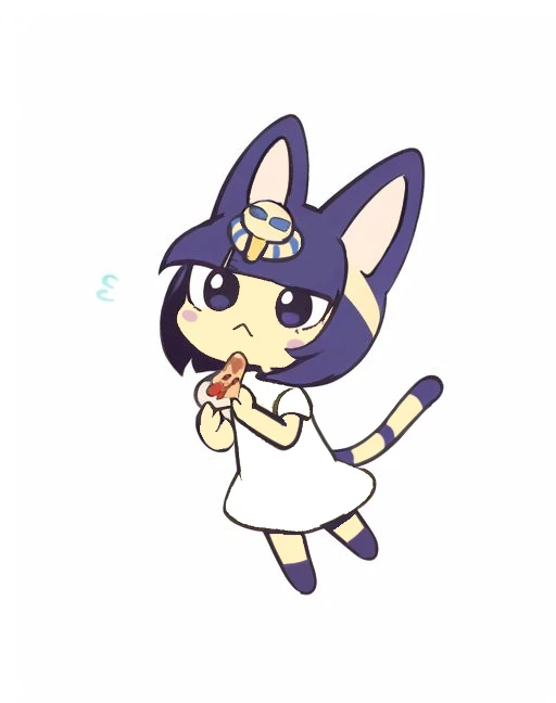 ASCII<lora:EOC:1@0,0.7@1> eocat, simple_background, yellow_background, white border,holding pizza, ankha,1girl <lora:AnkhaaaV1.3:0.2@0,0.5@0.5>, yellow_fur, snake_hair_ornament,cat_girl, bob_cut, yellow_fur, bandages, white_dress,:<, frown,