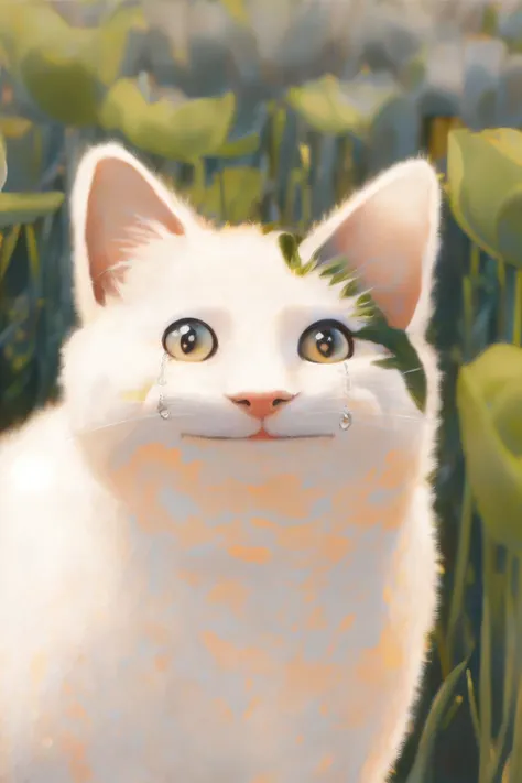 (masterpiece,best quality:1.5), ultra realistic,32k,RAW photo,(high detailed skin:1.2), soft light, vibrant color, no human, a cat, (crying:1.3), (flowers filed), <lora:cat_20230627113759:0.8>