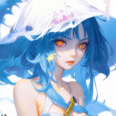(Fraction_9,Fraction_8_Direction_7_up),1 A Ghost Woman,（（（bust）））, A beautiful woman，Ghost Knight， Foyego，Turquoise colored hair，Turquoise skin，Skin glow，League of Legends Characters，Skin is green soul，Arcane，The character&#39;s body is translucent，The broken armor on his body，The legs are also transparent，soul，translucent，