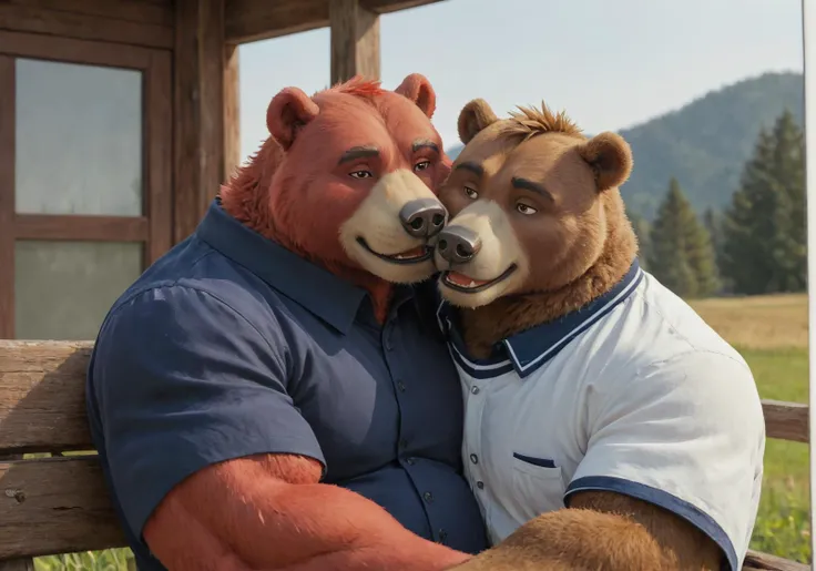 Hyperrealistic art duo,detailed background,realistic,photorealism,by taran fiddler,by honovy,zPDXL3,full shot,<lora:Faux Oil Painting Soft Style LoRA_Pony XL v6:0.7>,intimate,
AND duo,anthro,male,ursid,bear,muscular,clothed,cuddling,
AND duo,anthro,male,ursid,bear,muscular,clothed,cuddling, . Extremely high-resolution details, photographic, realism pushed to extreme, fine texture, incredibly lifelike