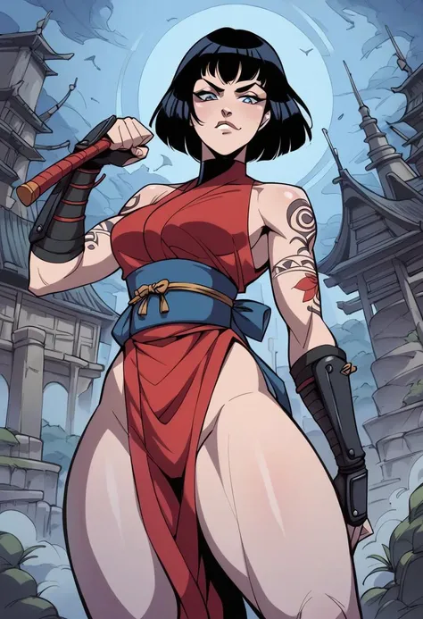 Naked samurai woman with a katana in her hand with a lot of blood on her body, qualidade no ultra, corpo perfeito, coxas grossas, cintura fina, seios grandes,