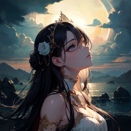 {{masterpiece}}, best quality, illustration, 1 girl, beautiful detailed eyes,beautiful detailed sky, beautiful,cinematic lighting,frills