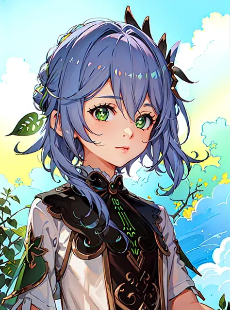 a girl, <lora:nahidaGenshinImpact_v10:1> green eyes, (illustration), (anime), cartoon, detailed, ((intricate details)), hdr, ((intricate details, hyperdetailed))