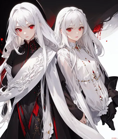 ((masterpiece,best quality)),1girl,beautiful detailed eyes, detailed face, (full body:1.2), white long hair, red eyes,small sized breasts, (black background:1.2), bloody particles, shaded face <lora:shaded_face2_pruned_0:1>
