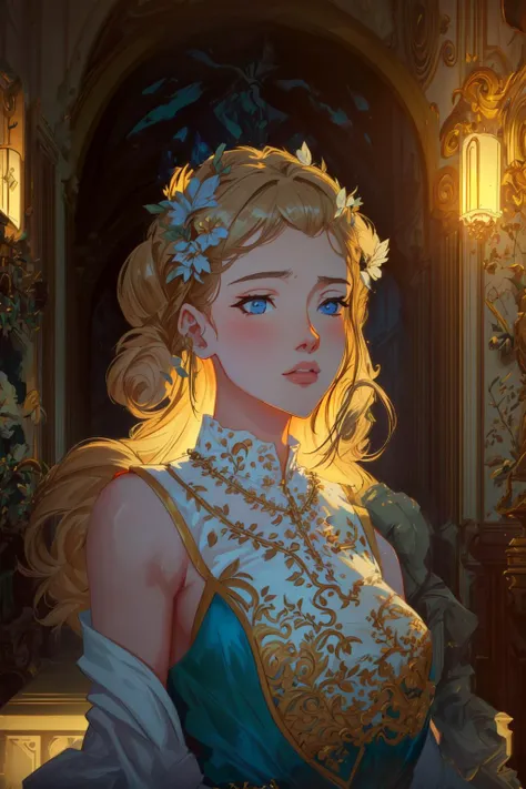 a superb young woman wearing a ball gown dress in tank interior diffused light, scandinavian interior , highly detailed, sharp focus, candid portrait, face by wlop, extremely detailed, carved marble, interior tank, digital painting, artstation, concept art, smooth, sharp focus, illustration, cinematic lighting, art by artgerm and greg rutkowski and alphonse mucha and boris vallejo and frank frazetta