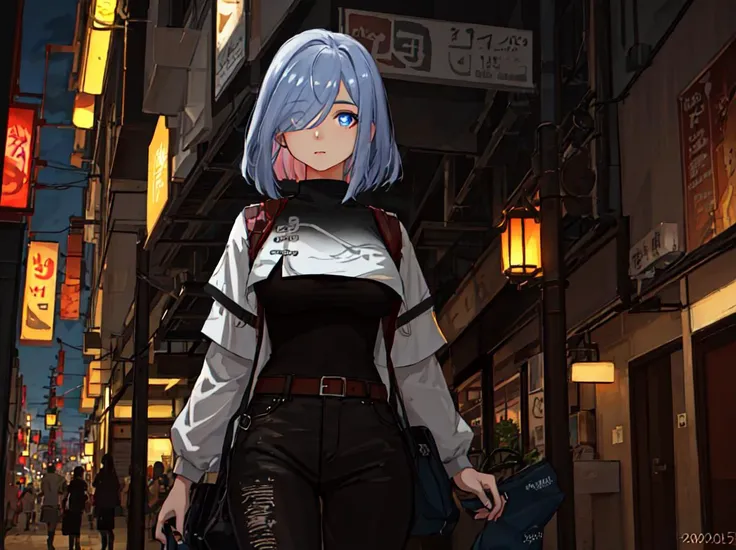 (masterpiece, best quality, ultra detailed:1.3), perfect composition, 4k, (extremely detailed, hyper detailed), soft lighting, raw, hdr, 8k textures, extreme detail, hight detailed skin texture, epic details, high sharpness, 1girl, (detailed eyes:1.3), (18 years old girl:1.3), (skinny), (big breasts), petite, on the street, in public, night street, night lights, neon lights, anime, illustration, <lora:shenheLoraCollection_shenheHard:1>