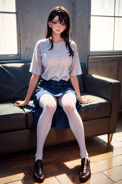 (8k, RAW photo, best quality, masterpiece:1.2), (realistic, photorealistic:1.37),highres,ultra-detailed, best shadow, extremely detailed CG unity 8k wallpaper, absurdres, incredibly absurdres, huge filesize,Amazing, finely detail,CG,8k wallpaper,
1girl,solo,see-through shirt, skirt,(white pantyhose:1.1),beautiful detailed eyes and long brown hair,
sitting on couch,
full body,wide shot,
playground,sunlight,<lora:seeThroughSwimsuitAnd_seeThroughSwimsuitV1:0.6>, see-through,shiny skin,sweat,covered nipples,