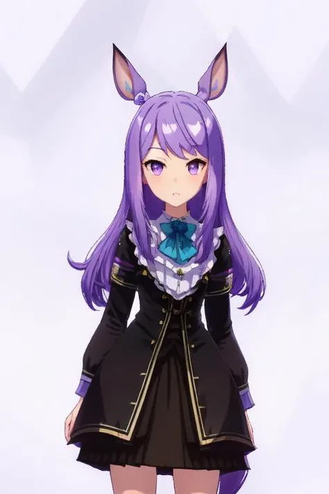 1 girlr,purple hair,midium hair,purple small hourse ear,closed mouse,small face,standing, <lora:mejiromac2_700:0.9>