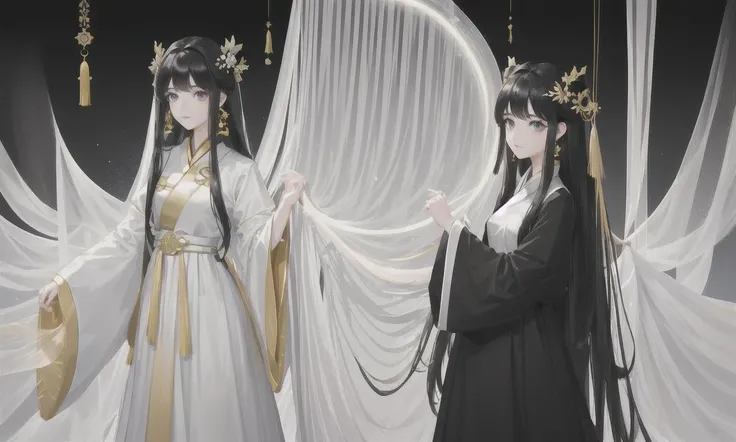 <lora:elegantHanfuRuqun_v10:0.3>22 years old girl,long or palit or ringlets black hair,decorations,beautiful,sian eyes,translucency, asin, <lora:pastelMixStylizedAnime_pastelMixLoraVersion:0.4>,(pale color dress),earrings,(minimal background),((wuxia)),hazy,misty