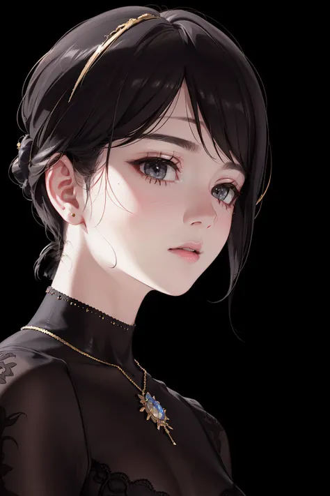 <(realistic:1.4), (intricate details:1.2)>, (masterpiece), (detailed), cinematic light, facial symmetry, (a beautiful 25 y.o korean lady:1.4), (small head:1.4), high nose bridge, [:(intricate details), (detailed skin), (detailed face):0.2], shiny eyes, instagram, (kpop idol, korean mixed), golden ratio face, a face of perfect proportion, (high nose:0.7), hair_behind_ear, sharp focus, realistic background, detailed background, <physically-based rendering, ultra high res, 8k uhd, film grain, best shadow, delicate, RAW>,black and golden Elegant Stand Collar Long sleeve Midi Party Dress, pantyhose, fashion high heel , lace gloves,