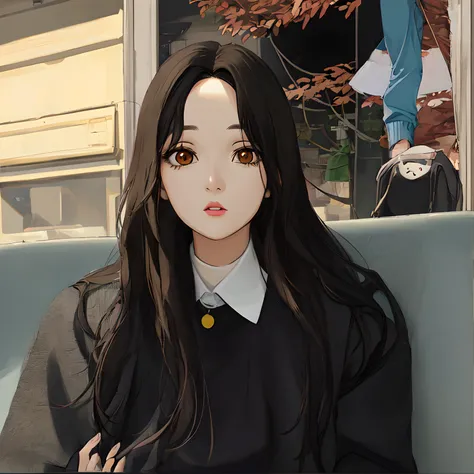 Cartoon image,Brown eyes,black hair,Fine clothes
