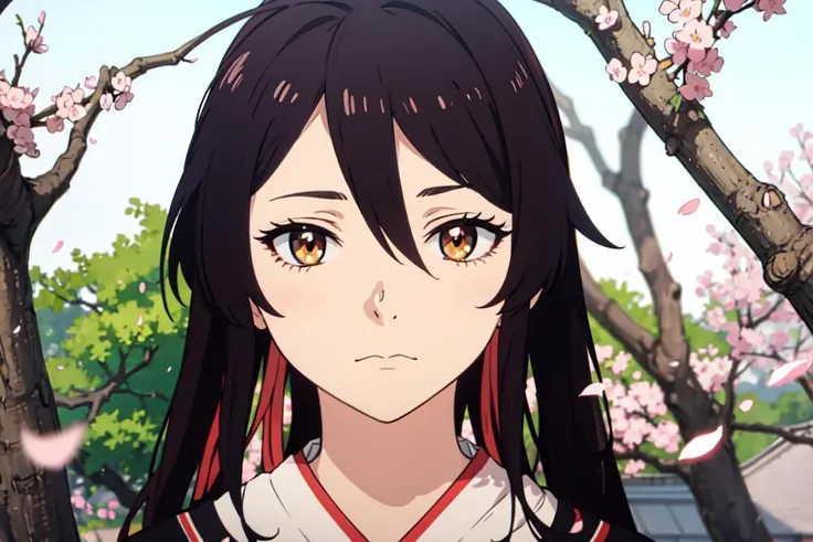 <lora:sagiriYamadaHells_v10:1>(masterpiece, best quality, ultra-detailed, best shadow), hyper detail,best illumination,8K, close-up, long hair,shiny hair,(hair flaps),brown eyes,brown_hair, shaded face, sagiri, 1girl, sad, looking at the frame, looks at the viewer,background,looks with disdain, kimono, white robe, sakura petals, forest background, katana.