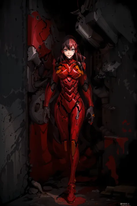 masterpiece, best quality, full body, (EVA 02),black hair, long hair, ((1girl)), girl head, mechanical body,city, <lora:evaNeonGenesis_v10:0.65>, <lora:epiNoiseoffset_v2:1>